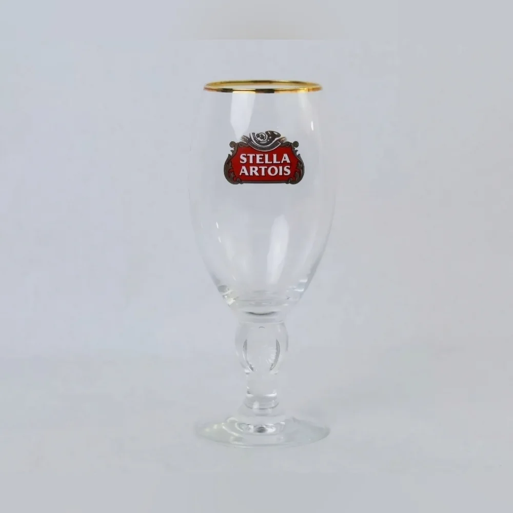 NWOT | Stella Artois | Vintage Belgian Chalice Beer Glass | Gold Rimmed | 0.33cl